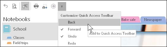 Click the Back button on the Quick Access Toolbar.