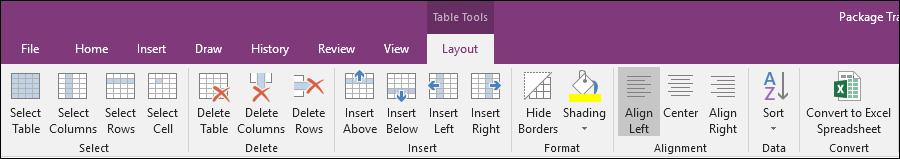 OneNote 2010/2013/2016 4/7/2018 format the position of text within a cell, aligning the text with the left edge, center, or right edge of a cell.