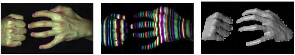 Active stereo (color-coded stripes)