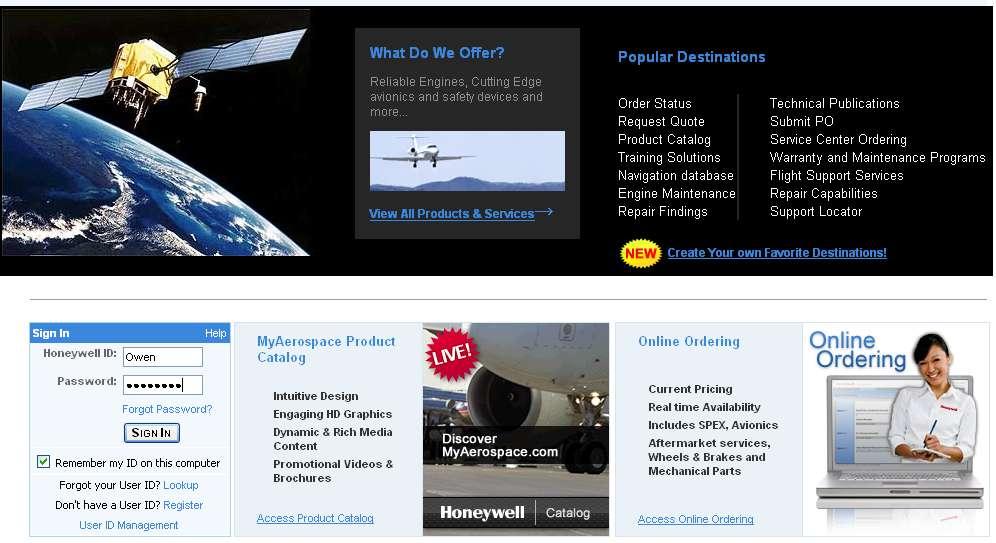 Log Into My Aerospace WWW.honeywell.com/myaerospace -Go to Honeywell.