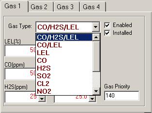 Once the gas type is selected, use the arrows to the right of the gas value input box to increase or decrease the value.