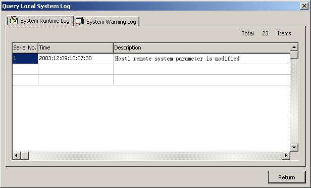 Local system operation log: It records modification of DVRs parameter in the process of operation.