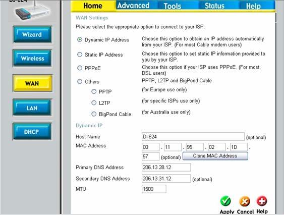 CHAP 2. INSTALLATION 4.3 Router Configuration If your DVR is connected to network through Router, you should configure Router properly. There are 3 steps as follows. 1. WAN Setting 2. DHCP Setting 3.