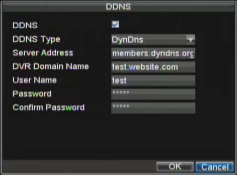 Figure 6. DDNS Settings Menu 4. Check the DDNS checkbox to enable feature. 5. Select DDNS Type. There are three different DDNS type to choose from, IpServer, PeanutHull and DynDNS.