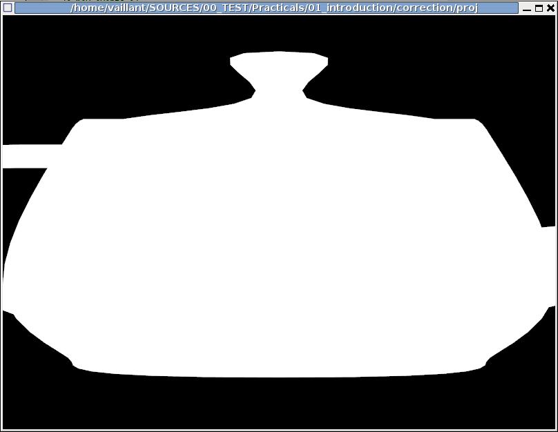 f for instance) 1) What do you see? Why? 1.3 Setup an orthographic projection So far your teapot doesn't look very good: Which is normal since the camera characteristics has not be specified.