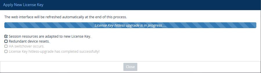 If the new License Key does not comply with your requirements, you can re-load this backed-up License Key to restore the device's original capabilities.