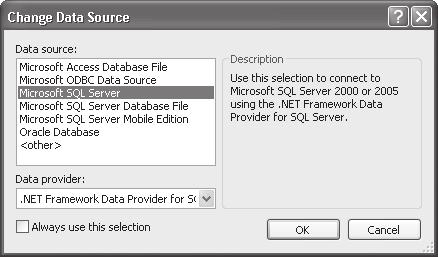 Then, you can choose the right data source and data provider. To be sure that the connection is configured properly, you can click the Test Connection button in the Add Connection dialog box.