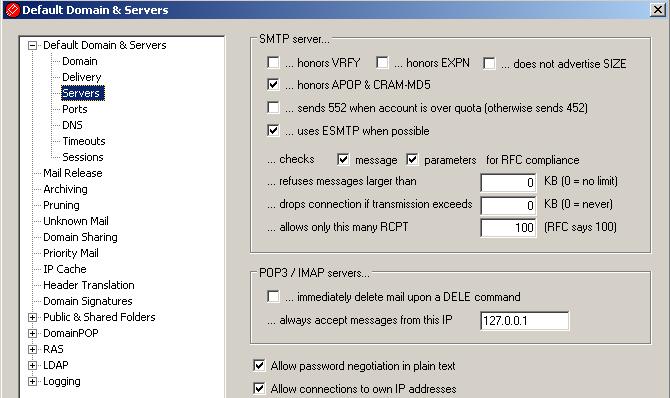 19 Hình 3-5: Servers: thiết lập cấu hình server Ports: thông số các cổng mà MDaemon sử dụng dành cho các giao thức SMTP