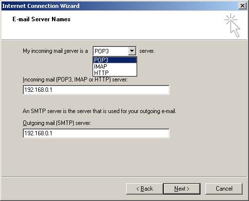 23 My incoming mail server is a: chúng ta có thể chọn POP3 hoặc IMAP tùy theo yêu cầu.