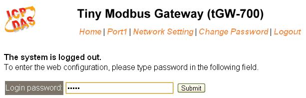 Enter the password (default: admin) in the login password field, and then