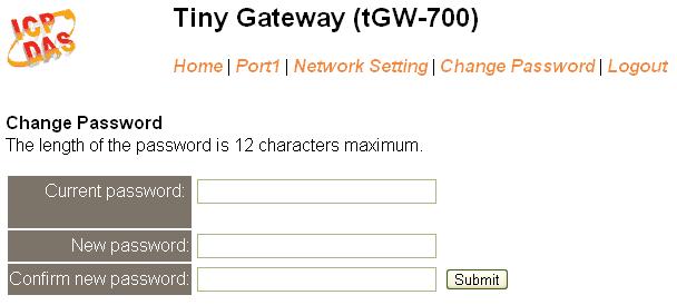 4.5 Change Password Item Descriptions: Item Current password New