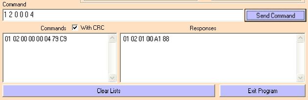 (Ex: If the remote Modbus device ID = 1, you send 1 2 0 0 0 4 for reading D/I value, you may receive response 1 2 1 0 A1 88 ) ( A1 88