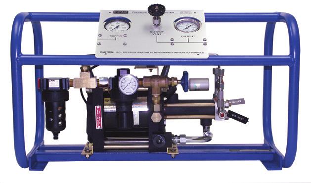 configurations while maximizing gas bottle/cylinder usage. The Model 75 is a single piston air driven gas booster mounted in a heavy duty roll bar frame.