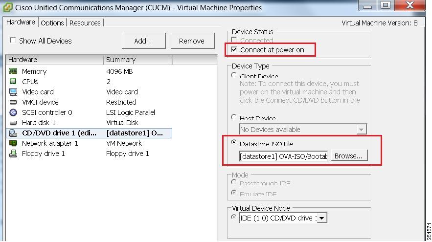 Install applications on virtual machines Step 4 For VMs that are deployed using blank OVA templates, you need to edit the settings of virtual machines to connect the ISO image of application software
