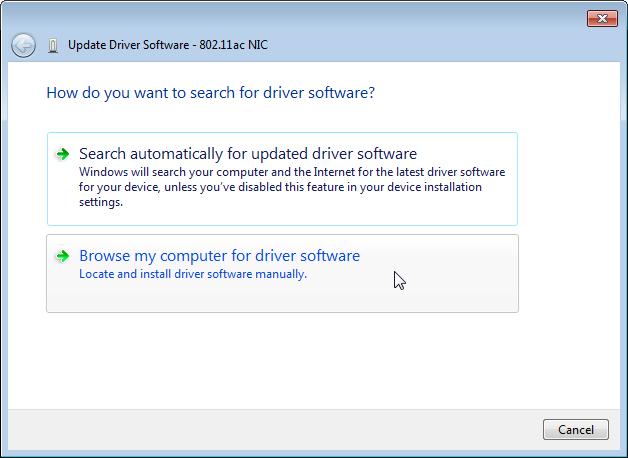 4. Browse the driver on your