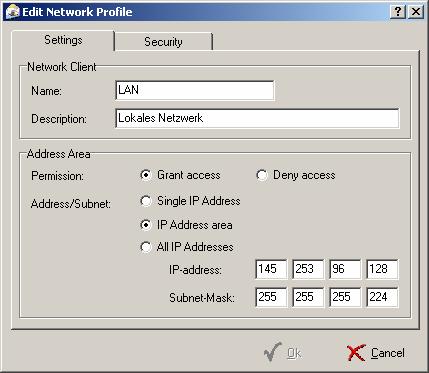 Die Domänen Seite: 19 5. Network Profiles Network Profiles are used to defined the different network segments, where incoming connections can originate from.