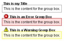 TYPE_ERROR, "This is an Error Group Box", "This is the content for the group box."); out.println(gb.