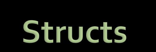 Structs encapsulate data types like classes no "default" constructor simply declare a variable!