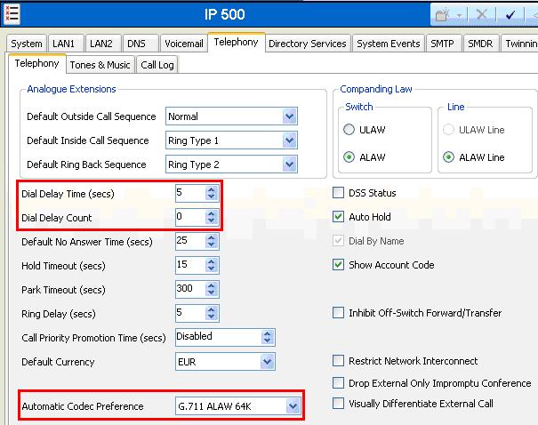 Figure 13: IP Office System: Telephony Tab 4.3. Default Gateway Select the IP-Route icon shown in Figure 6 and create a route with the parameters shown in the following table.