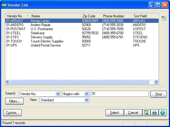 Becoming Familiar with Maintenance and Data Entry Windows Click a column heading to sort the list by that criteria. An arrow next to the heading indicates the current sort order.