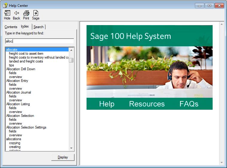 How to Use the Help System Using the Index Tab NOTE When you first access the Help system, the Index tab is hidden. Click Show to use the Index tab.