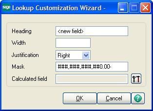 Using the Lookup's Advanced Features To create a numeric lookup field 1 In the second Lookup Customization Wizard page, click New Field to create a new numeric field using simple arithmetic functions.