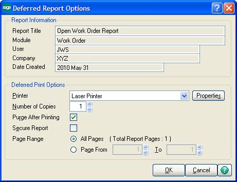 Printing Reports, Listings, or Forms 5 To change printing options for a specific report, select the report and click the Show/Modify Report Options button.