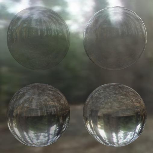 Result images Figure 1. Fresnel reflection for solid spheres of varying index of refraction.