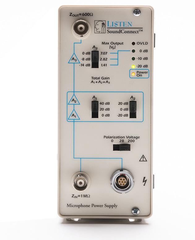 Audio Test and Measurement System Microphone Power Supplies SoundConnect SoundConnect is a single channel microphone power supply