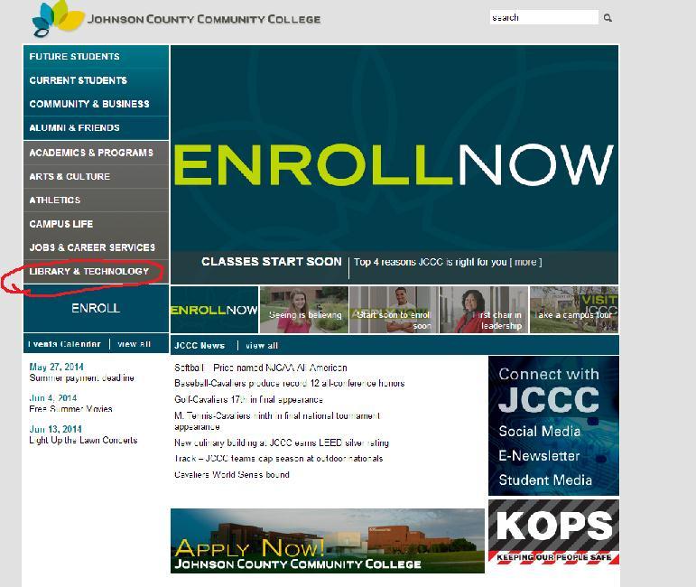 Step 1: JCCC Homepage Go to the homepage for JCCC: