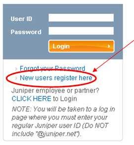 Step 2: Go to the Juniper Networks Learning Portal Home page at: https://learningportal.juniper.net/juniper/default.aspx to create or update your Juniper Networks Learning Portal user account.
