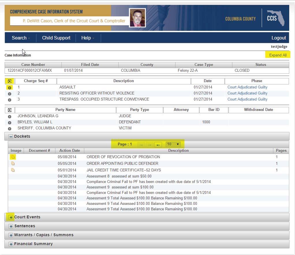 See Figure 10 Case Information for instructions on accessing additional case information.