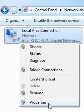 In the Local Area Connection Properties window