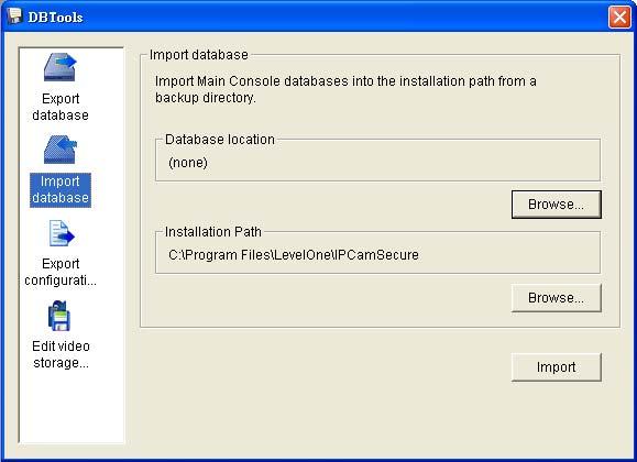 Step 1 Step 2 Step 3 Import database Step 1: Select the database location you want to import.