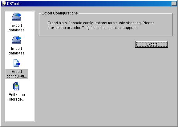 DBTools Export configurations Step 1: Press Export.
