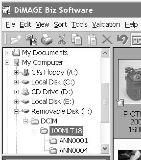Select My computer > Removable Disk > DCIM > 10xMLT18 main window folder tree. The name of the folder containing the image varies with camera settings.