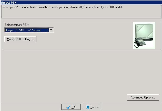 The Select PBX screen is displayed next. Enter the following value for the specified field.
