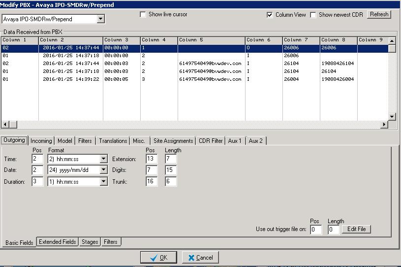 Follow the navigation in Section 6.1 to display the Modify PBX Settings screen.