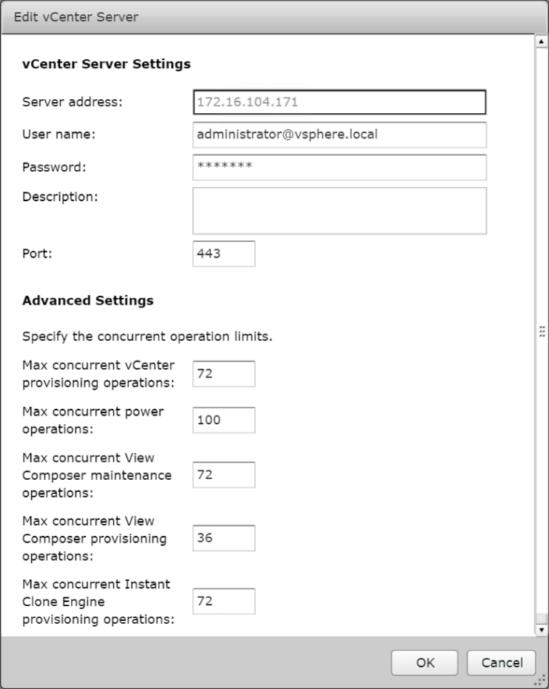Figure 6) Edit vcenter Server advanced settings. 2.6 Windows Desktop Template For this test we created a Windows 10 template and patched it with the most current patches from Microsoft.