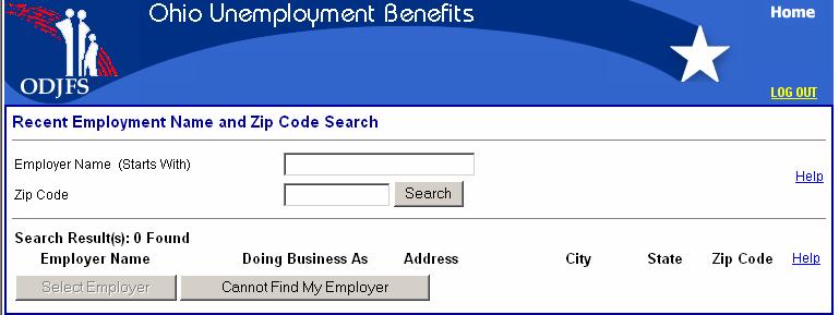 Recent Employment Name & Zip Code Enter as much of the employer