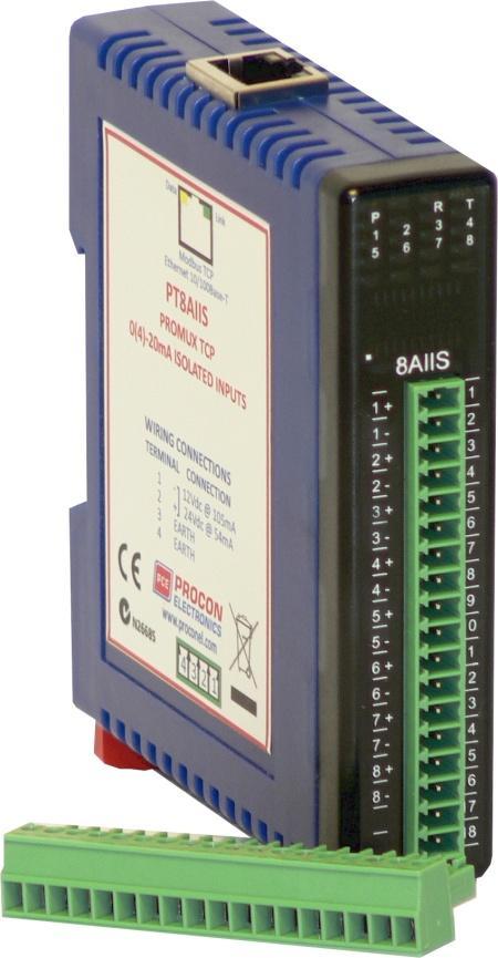 4.6 PT8AIIS ISOLATED ANALOG CURRENT INPUTS 4.6.1 Description The PT8AIIS module is an 8 channel isolated current input module.