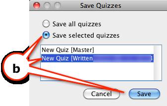 Click on the Save Quiz button if you would like to save the results of the quiz.