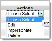 Figure 19-3 Options in Actions Using the table You can Add new user and Delete selected (user).