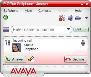 2.7 Handling Incoming Calls Using the IP Office Video Softphone: Ending a Call As soon as an incoming call is received, a call panel appears, showing information about the call.