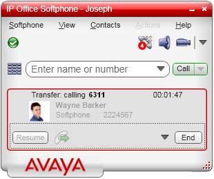 2.10 Transfering a Call Using the IP Office Video Softphone: Handling an Established Call Basic (Unattended) Transfer Transfer this Call You can transfer a call to any number without first speaking