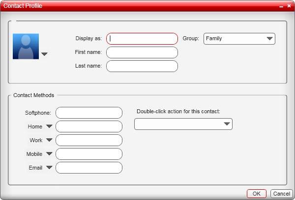 3.1.1 Managing Contacts and Groups 3.1.1.1 Adding a Contact Click or right-click a group and choose Add Contact to Group. The Contact Profile dialog appears.