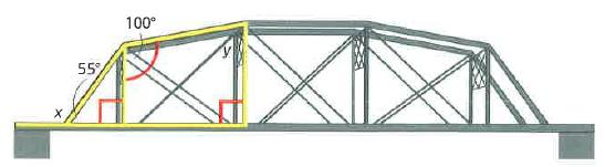 13. Find the measure of each unknown angle 12. This diagram shows the structure of a bridge over the river between Ottawa and Gatineau.