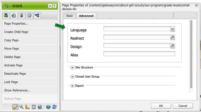 A sample of Page Properties with the advanced tab selected is shown above. 4.6 Workflow Tab Workflows facilitate the process of preparing a web page for posting to the live site.