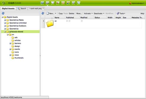 2. Choose a subfolder under the girlscouts-shared folder that you want to upload an asset to.