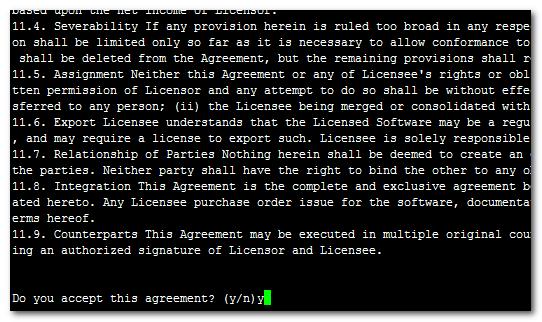 Migrating to Version 7.4 Figure 7-13: OC Server Application Installation (Linux) License Agreement 6.